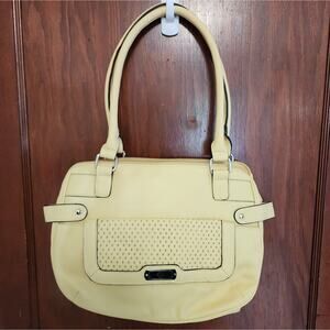 Treviso Handbag Satchel Pale Yellow Purse Faux Leather